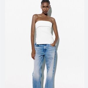 Zara White tube top with Zippers